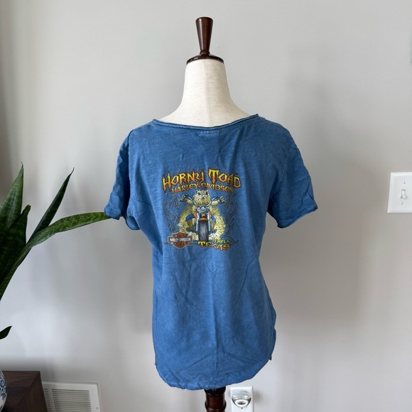 Harley-Davidson V-Neck Rock Stud Detail Blue Graphic Tee - Picture 5 of 8